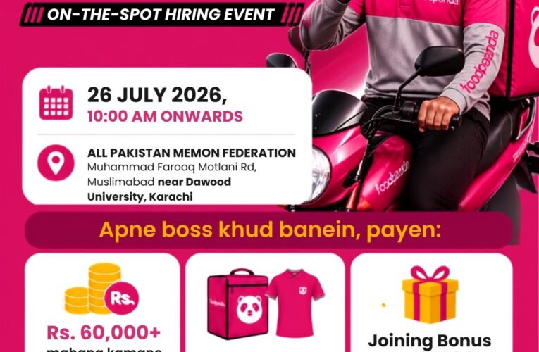 foodpanda Announces Major On-the-Spot Rider Recruitment Drive in Karachi with Lucrative Benefits and Exclusive Prizes